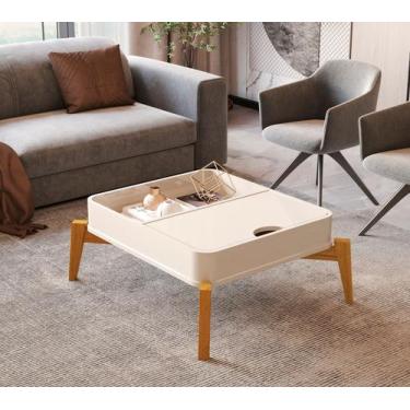 Imagem de Mesa de Centro com Pés em Madeira Maciça 100% MDF Buriti Bege - JB Bec