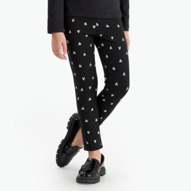 Imagem de Calça Legging Infantil Menina Estampada Rovitex, Preto, 10