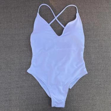 Imagem de Maiô Feminino Sexy Acolchoado De Uma Peça, Cor Sólida, Roupa De Praia 