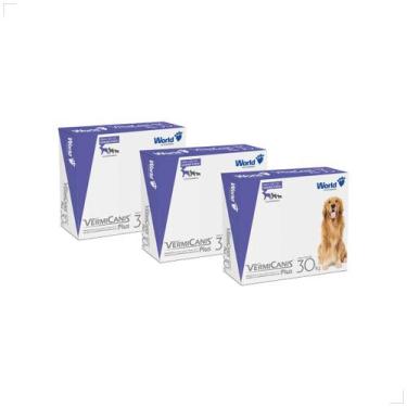 Imagem de Kit 3 Vermífugo VermiCanis Plus 2,4g 2 Comps Cães 30kg Medida:30kg - W