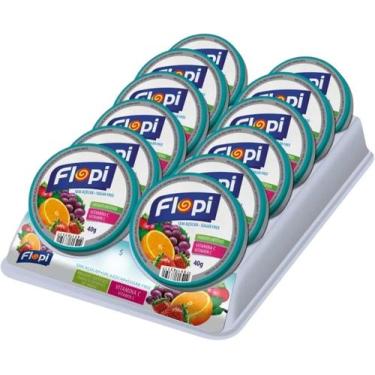 Imagem de Kit 12 bala dura flopi fruit mix sem acucar lata 40g