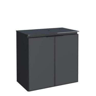 Imagem de Gabinete Para Banheiro Aço Umbu Tampo Vidro Sem Cuba Cozimax Preto