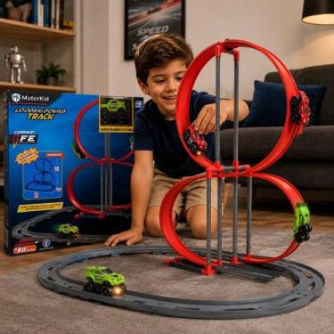Imagem de Pista de Corrida com Carrinho Elétrico Magnético - Vermelho - IMPORTUD