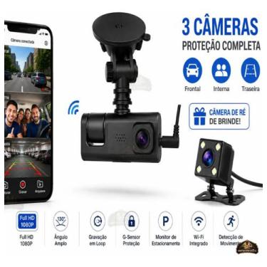 Imagem de Câmera Veicular 3 Canais Wi-fi Full Hd 1080p + Câmera De Ré - MrSement