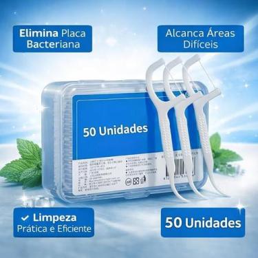 Imagem de Kit 50 Unidades Palitos Limpeza Fio Dental Vara Pick Flosser Embalagem