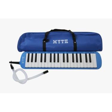 Imagem de Escaleta melodica azul 37 teclas capa profissional instrumento de sopr