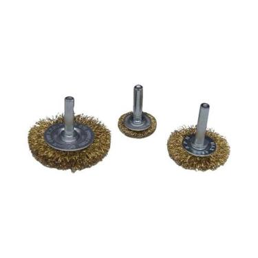 Imagem de Escovas Circulares Haste 1-4 Jogo com 3 Peças 25 X 38 X 50MM Aço Carbono Bivolt Heavy Duty