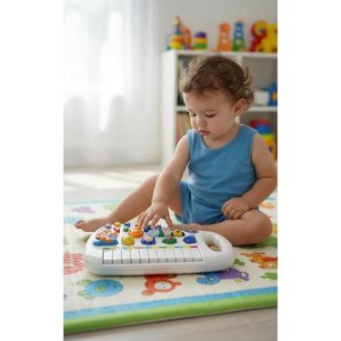 Imagem de Teclado Infantil 16 Teclas Bichos Divertidos Branco - Congratulations 