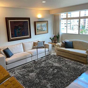 Imagem de Tapete Peludo Felpudo Para Sala e Quarto Cronos (Preto e Cinza, 200x240)