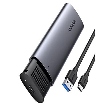 Imagem de UGREEN M.2 SATA NGFF SSD Gabinete de alumínio USB 3.1 Gen 2 para B-Key 5Gbps w UASP Gabinete de unidade de estado sólido externo compatível com Samsung WD Crucial Kingston Tool Free