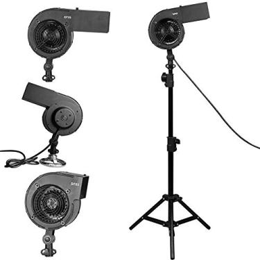 Imagem de Mugast Ventilador de fluxo de soprador de cabelo máquina de sopro de ventilador de fotografia portátil estágio de efeito especial para foto de retrato de moda, liga de alumínio (preto)