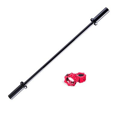 Imagem de Barra olímpica de barra para treinamento de força para casa, equipamento de musculação cruzado serve para placas de peso de 5 cm/banco de peso, preto, 1,5 m