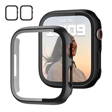 Imagem de Pacote com 2 capas com protetor de tela de vidro temperado para Apple Watch séries 9/8/7 de 45 mm, JZK Slim Guard Bumper Full Hard PC Capa protetora HD ultrafina para iWatch 9 8 7 45 mm, acessórios