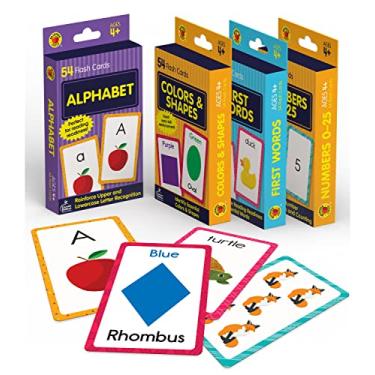 Imagem de Carson Dellosa Early Learning Flash Card Set—PreK-Grade 1, 4-Pack of Colors and Shapes, First Words, Numbers 0-25, and Alphabet Flash Cards, Double-Sided Phonics and Math Cards for Ages 4+ (216 ct)