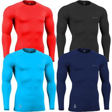 Imagem de Kit C/ 4 Camisas de Compressão Térmica Stigli Pro Proteção Solar FPU50+ Manga Longa Poliamida