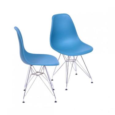 Imagem de Conjunto 2 Cadeiras Eames DKR Base Cromada OR Design Azul Petróleo