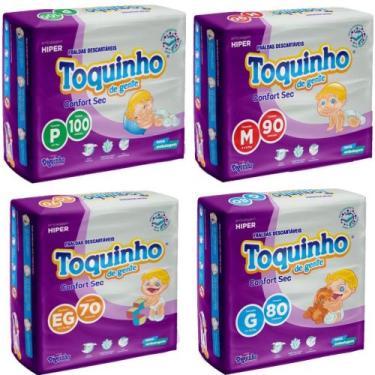 Imagem de 4 Pacotes De Fralda Toquinho Confort Sec P, M, G, Eg C/ 340 Unidades -