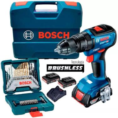 Imagem de Parafusadeira Furadeira Impacto 18V Brushless 2 Baterias GSB 18V-50 + Estojo X-Line 30 Peças BOSCH