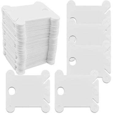 Imagem de 120 peças de bobinas de fio dental de plástico para bordado de ponto cruz, fio de algodão, fio de bordado, fios de ponto cruz, artesanato, artesanato, armazenamento, enrolamento, organizador de fios, bordado, cartões faça-você-mesmo (branco)