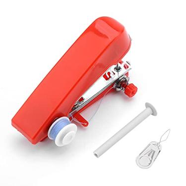 Imagem de Máquina de costura, máquina de costura portátil de plástico + metal Operação da máquina de costura fácil para viajar estrada para escritório