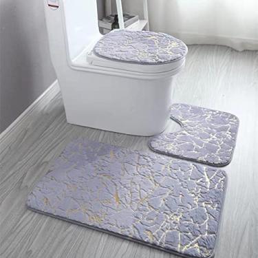 Imagem de Tapetes de banheiro para casa, sala de estar, conjunto de banheiro, tapetes antiderrapantes com impressão dourada, tapete de banheiro, tapete de banho, tapetes de banho, 3p1004 cinza
