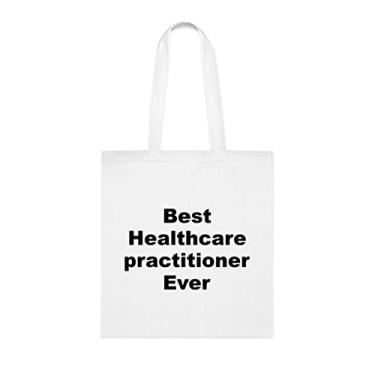 Imagem de Bolsa tote para profissionais de saúde, bolsa para o melhor médico de sempre, presente para profissionais de saúde, bolsas reutilizáveis para profissionais de saúde, ideia de de Natal, Branco