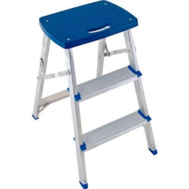 Imagem de Escada Banqueta Aluminio Azul 5107 - Mor
