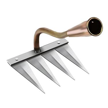 Imagem de FAKEME Ferramenta Extrator de daninhas Canteiros de Flores Durável Legumes Plantar Agrícola Enxada para, 4 dentes de cobre