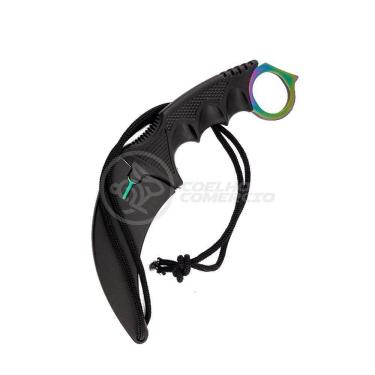 Imagem de Knife Rainbow Karambit Com Fio Manobras Arco Iris Inox