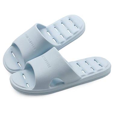 Imagem de Chinelo de chuveiro, chinelos antiderrapantes de secagem rápida, sandálias de casa de banho e piscina, chinelo interno para academia, sola macia, Azul, 6-7 Women/5-6 Men