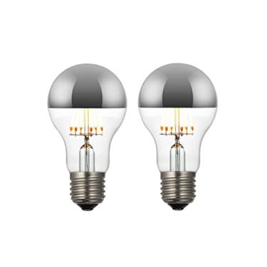 Imagem de 2X Lâmpada Filamento De Led Poptem A19 Espelhada 6W Bivolt Prata Decorativa