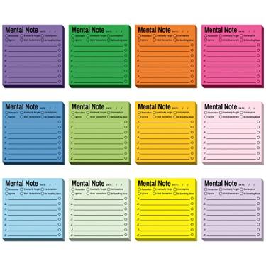 Imagem de 12 peças de notas mentais adesivas para lista de anotações, blocos de anotações, cores sortidas, notas autoadesivas, para fazer lista, blocos de notas mentais em massa, para estudar escritório em casa (estilo novo, 7,6 x 7,6 cm)