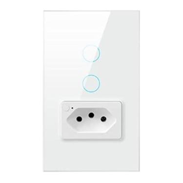 Imagem de Interruptor Tomada Inteligente Touch - Alexa, Google e Siri (Branco 2 Botões)