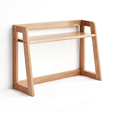 Imagem de KIZQYN Estante de madeira Prateleira de exibição Estante Organizador de mesa Rack de armazenamento de escritório Estante de bancada Suprimentos de escritório Acessórios Organizador de mesa Estante (Cor: Natural, Tamanho: 23,6x15,7x7,9 polegadas)
