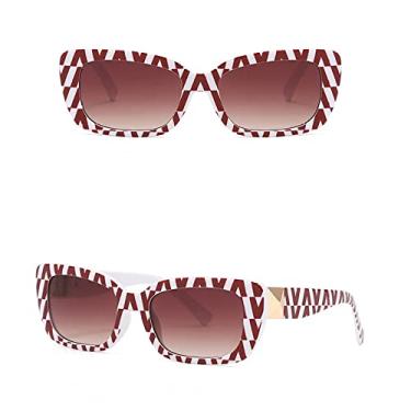 Imagem de Óculos de sol quadrados de letras na moda femininos clássicos vintage retângulo moldura pequena óculos de sol masculinos de luxo óculos de sol gradiente, chá branco vermelho c5, tamanho único