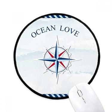 Imagem de DIYthinker Bússola oceano amor mar vela padrão mouse pad desktop escritório tapete redondo para computador