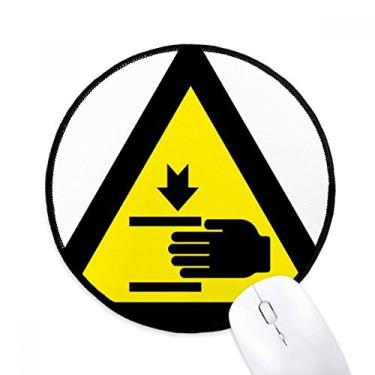 Imagem de DIYthinker Símbolo de aviso amarelo preto mão triângulo mouse pad desktop escritório tapete redondo para computador