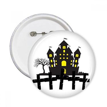 Imagem de Emblema de Halloween Brilhantemente Iluminado Castelo Redondo Broche Emblema Decoração Acessório 5 peças
