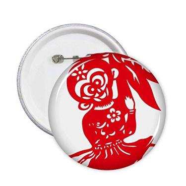 Imagem de China Monkey tradicional flores de janela pinos crachá botão emblema acessório decoração 5 peças