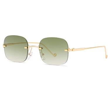 Imagem de Óculos de sol pequenos sem aro fashion femininos retro punk óculos de sol quadrados masculinos tons gradientes designer uv400 óculos, 4, tamanho único