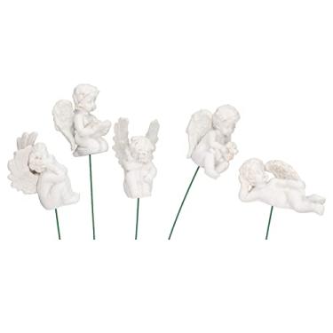 Imagem de Conjunto de 5 Querubins Anjos Resina Estátua de Jardim Estatueta Em Vara Decoração de Jardim de Casa Ao Ar Livre Adorável Escultura de Anjo Estátua Memorial para Jardim Quintal Chão