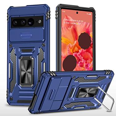 Imagem de YINGDAFENG Capa para Google Pixel 7, capa de celular resistente resistente de grau militar com suporte de anel magnético, pára-choques TPU + capa híbrida à prova de choque PC rígido azul2