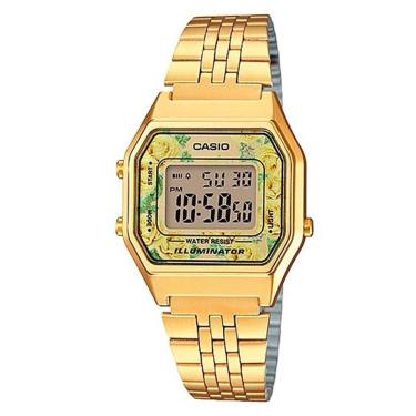 Imagem de Relógio de Pulso Casio Vintage Feminino Pequeno Quadrado Digital Casual Dourado LA680WGA