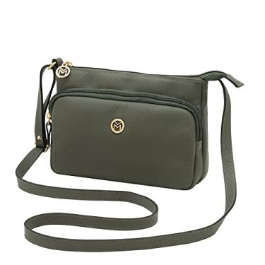Imagem de Bolsa Feminina Couro Alça Transversal Mariart Bolso Frontal Zíper Rosalina (Army)