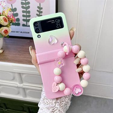 Imagem de Linda caixa de telefone com pulseira de coração para Samsung Galaxy Z Flip 4 capa corrente de mão para Z Flip4 Flip4 pulseira protetora, DS512,5, para Z Flip 4