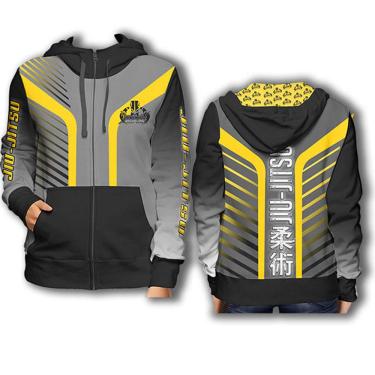 Imagem de Casaco Agasalho Moletom com Capuz - 5010 - Jiu Jitsu - Pre/Amar - PP