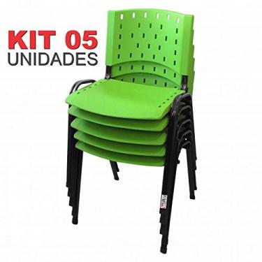 Imagem de Cadeira Empilhável Plástica Verde 5 Unidades - ULTRA Móveis
