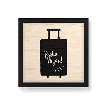 Imagem de Arte Maníacos Quadro Decorativo em Madeira Partiu Viajar - 30x30cm (Moldura caixa em laca preta)