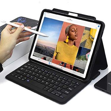 Imagem de Capa de teclado para iPad Pro 12.9 2018 Suporte integrado para Apple Pencil [suporte de carregamento de lápis] Capa inteligente de suporte leve e fina de luxo com teclado à prova d'água, Preto, iPad Pro 12.9 2018