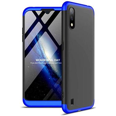 Imagem de Capa Capinha Anti Impacto 360 Para Samsung Galaxy A01 com Tela de 5.7" Polegadas Case Acr�lica Fosca Acabamento Slim Macio - Danet (Preto com Azul)